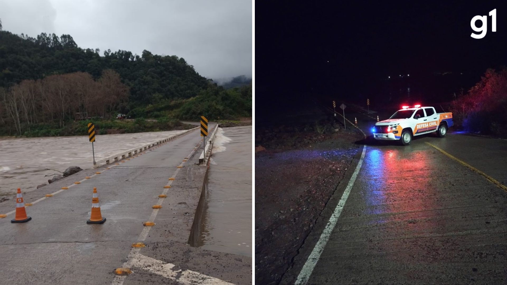 Defesa Civil interdita ponte devido ao nível do Rio das Antas