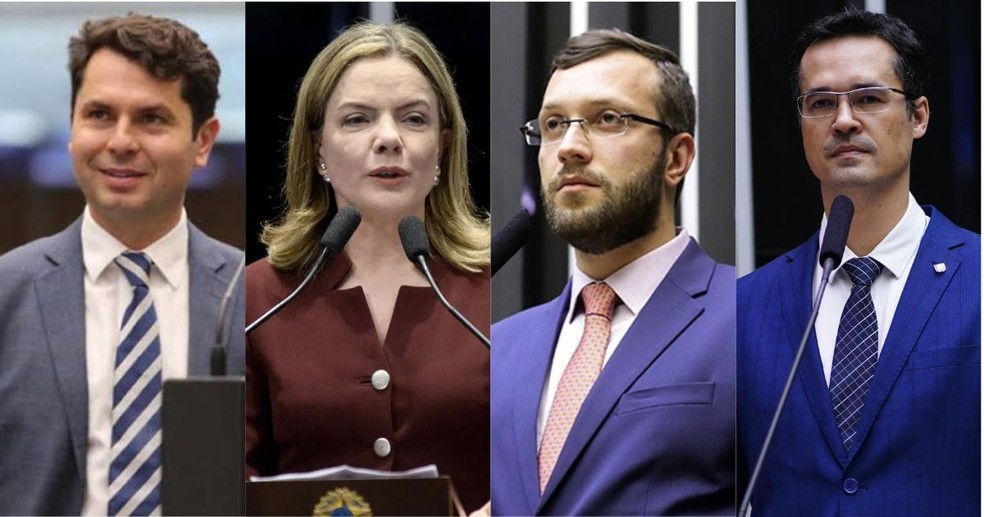 Quaest no Paraná para o Senado: Alexandre Curi, 15%; Gleisi, 11%; Filipe Barros e Deltan Dallagnol, 9% — Foto: Reprodução
