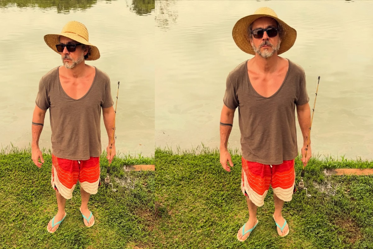 Alexandre Nero faz 'cosplay de Véio do Rio' em pescaria de férias no Pantanal