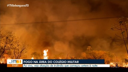 Incêndio de grande proporção atinge área verde próximo ao Colégio Militar, em Palmas