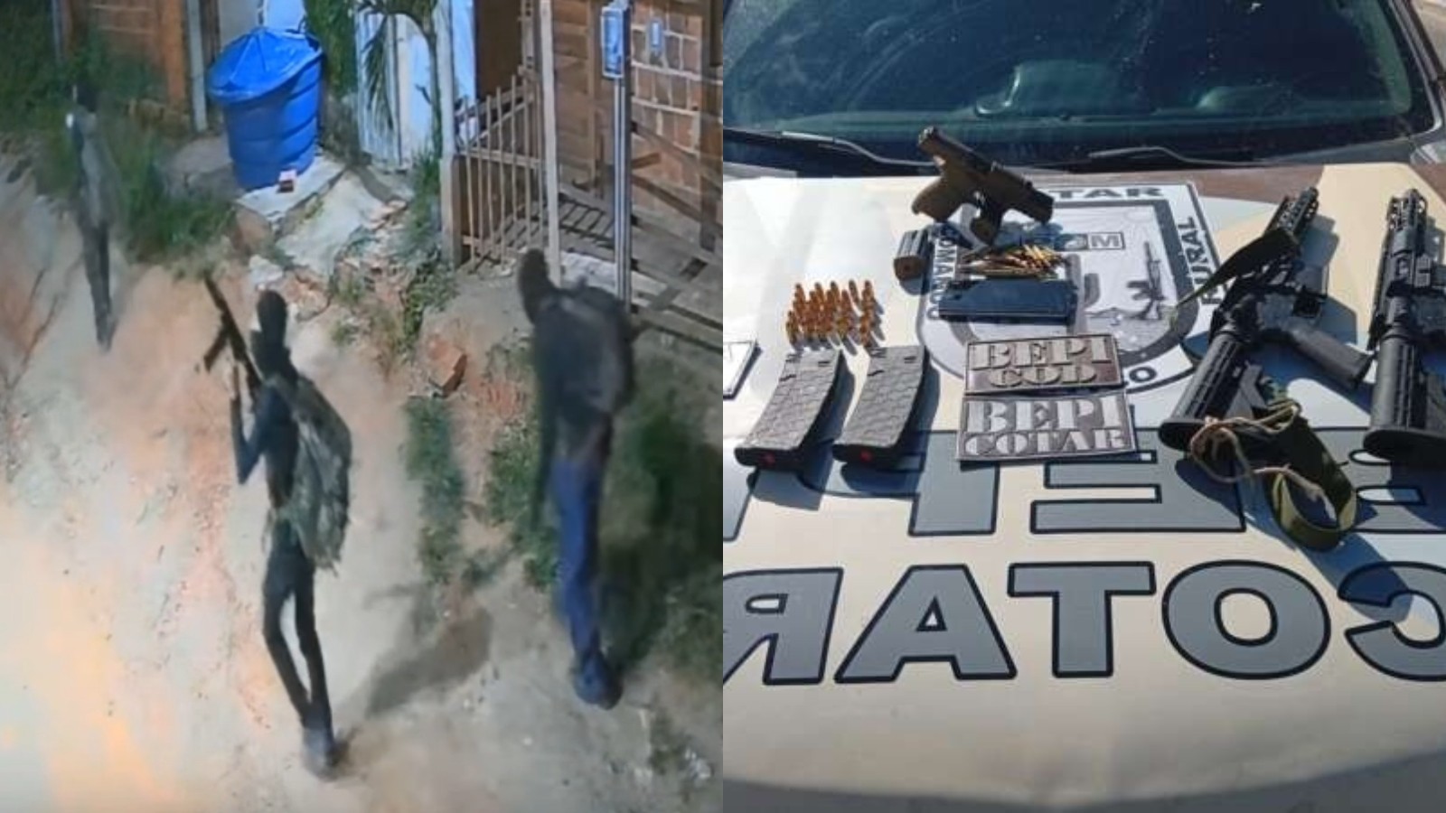 Vídeo: criminosos são filmados andando com fuzis em rua na Grande Fortaleza