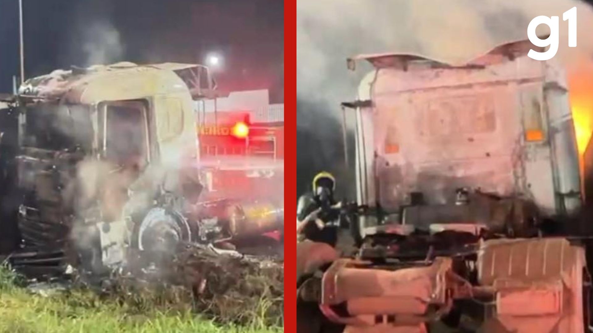 Caminhão que transportava madeira pega fogo na BR-163 em MT