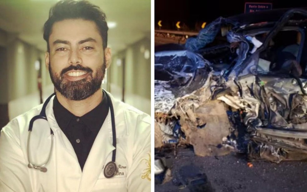 Mdico Thiago Rosa, de 39 anos, morreu em um acidente na GO-060, entre Santa Brbara de Gois e Claudinpolis  Foto: Reproduo/Redes Sociais e PM