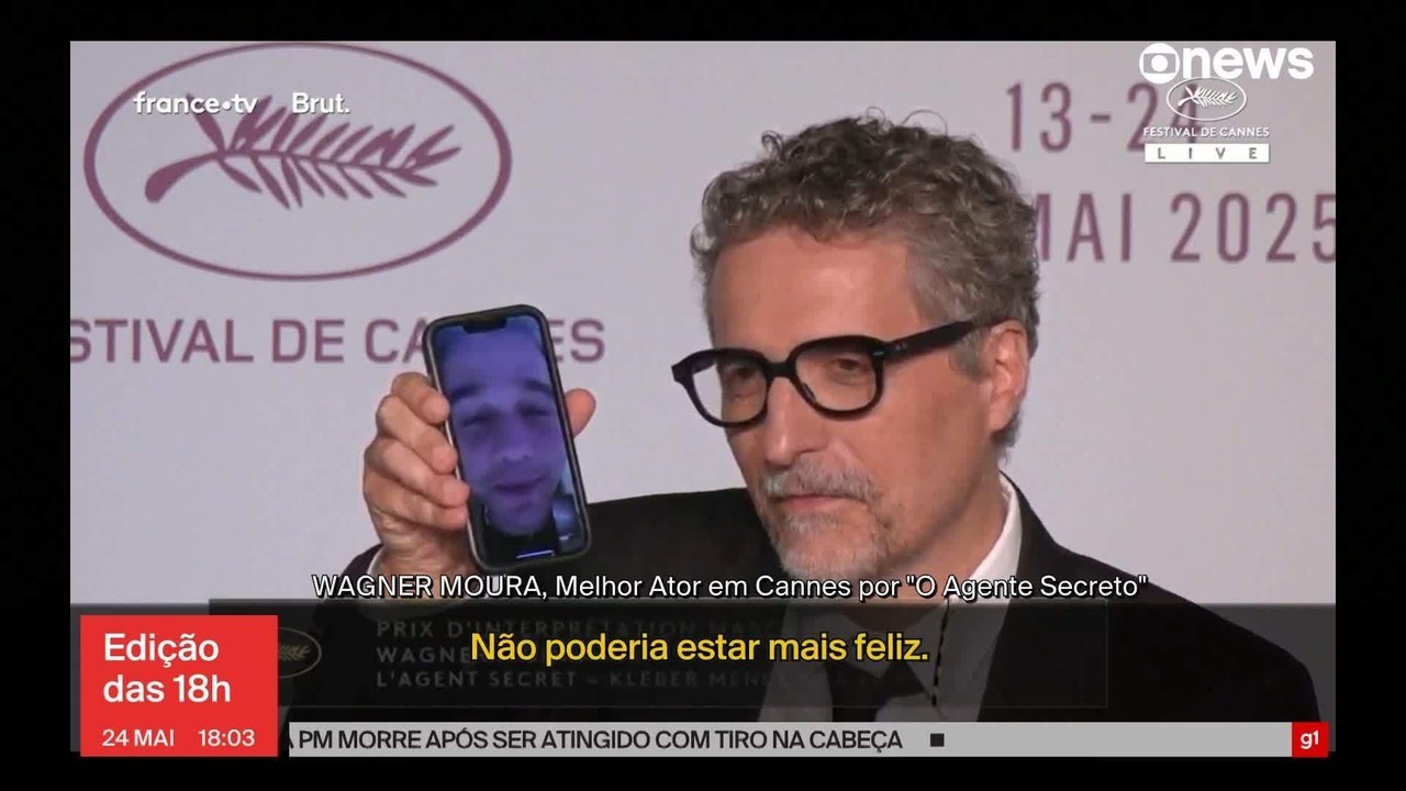 É uma pena que estou celebrando sozinho, diz Wagner Moura após ausência em premiação de Cannes
