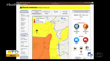 Previsão do tempo mostra alerta de chuvas para o Tocantins