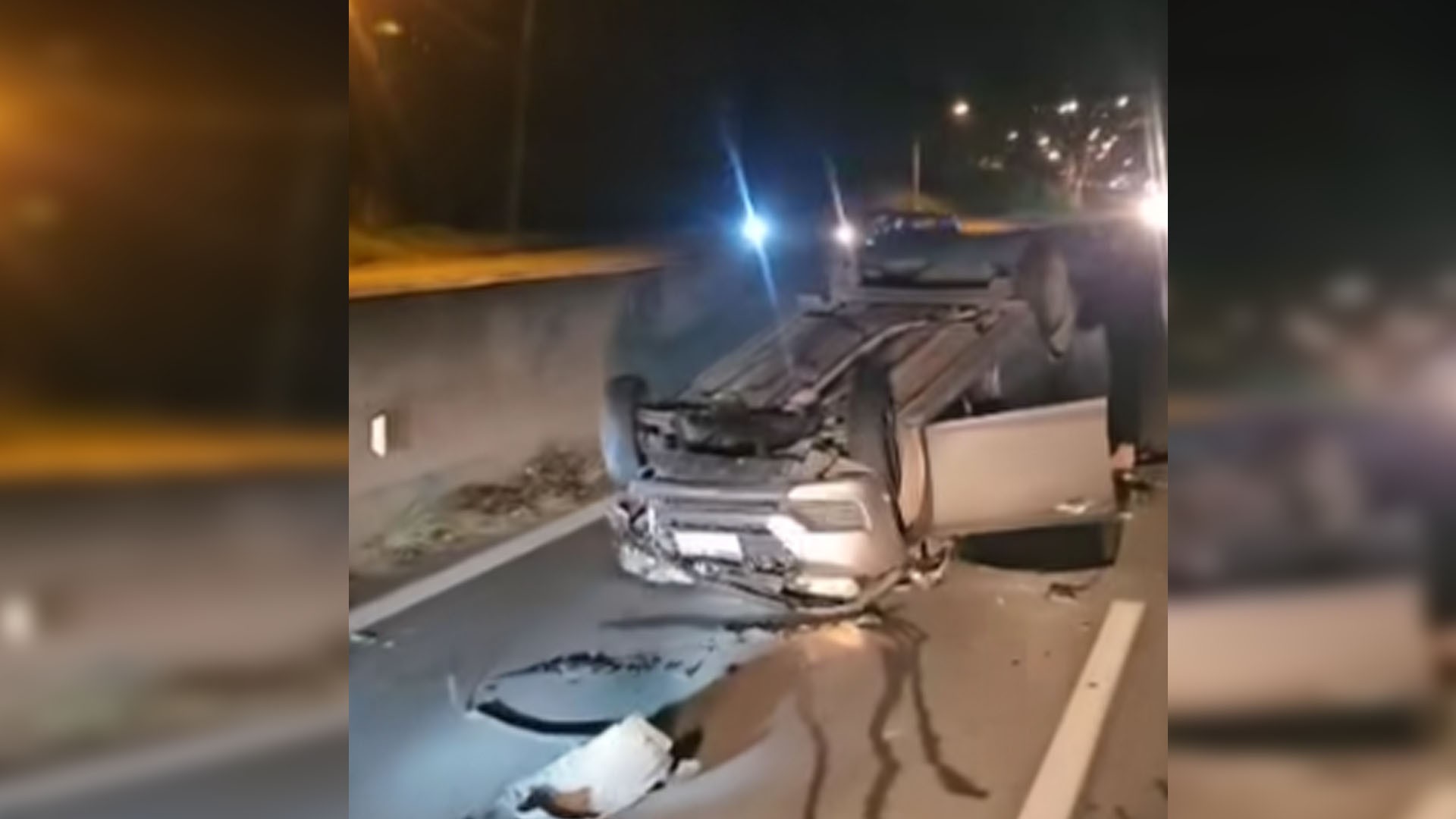 Carro capota depois de bater em outro na SP-270 em Mairinque