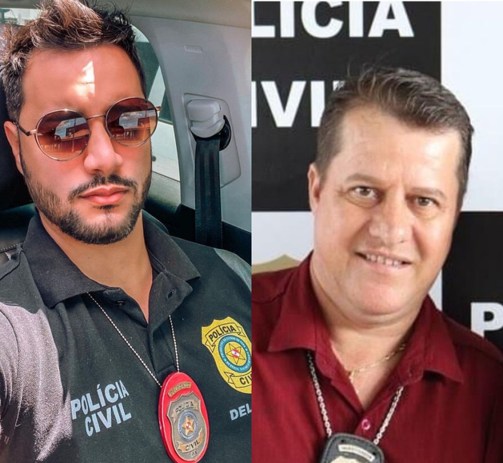 Da esquerda para a direita: delegado Geordan Fontenelle e o investigador Marcos Paulo Angeli — Foto: Reprodução