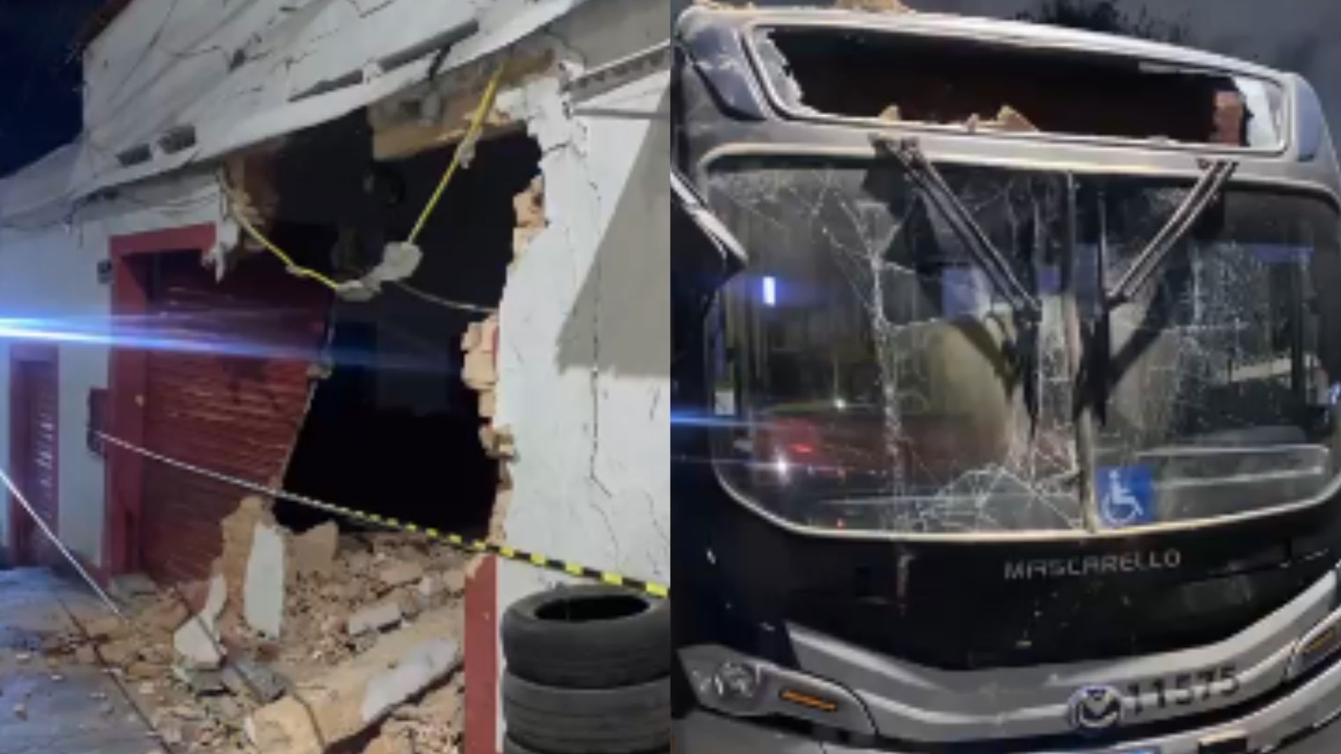 Ônibus do transporte coletivo perde o controle e invade imóvel no bairro Boa Vista, em BH