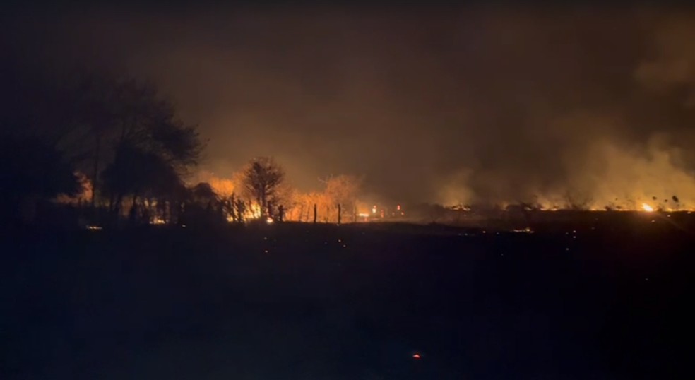 Incêndio florestal na zona rural de Apodi, no RN — Foto: Reprodução