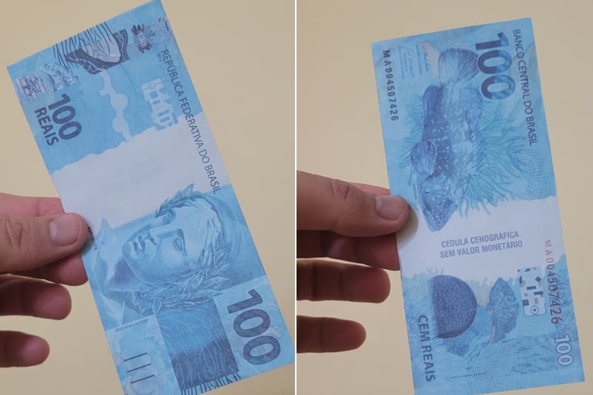 Nota de cinema ou dinheiro falso? Veja como é a cédula usada por motorista de app em teste de honestidade