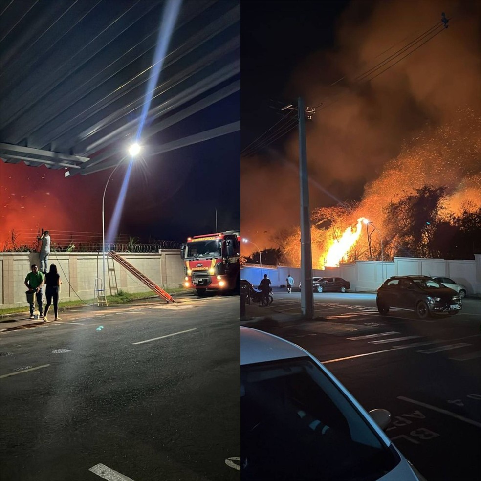 Incêndio em vegetação ameaça condomínio na Zona Sudeste de Teresina — Foto: Reprodução