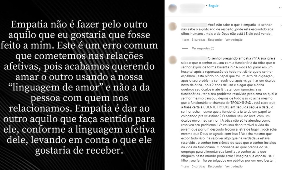 Advogado recebeu mensagens de ódio nas redes sociais após receber nota escrito 'cliente trouxa' — Foto: Redes sociais