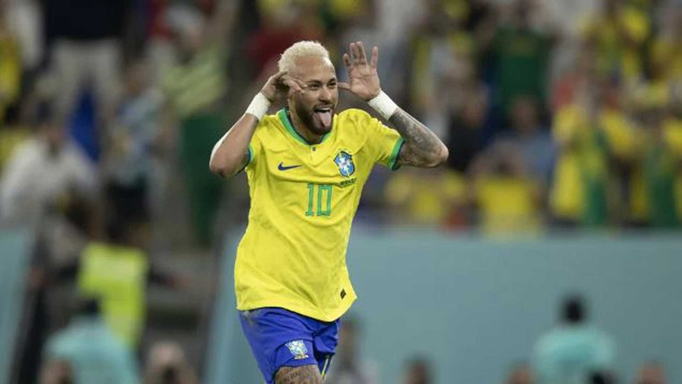 Com careta, Neymar comemora gol marcado pela seleção brasileira contra a Coreia do Sul  — Foto: Lucas Figueiredo / CBF