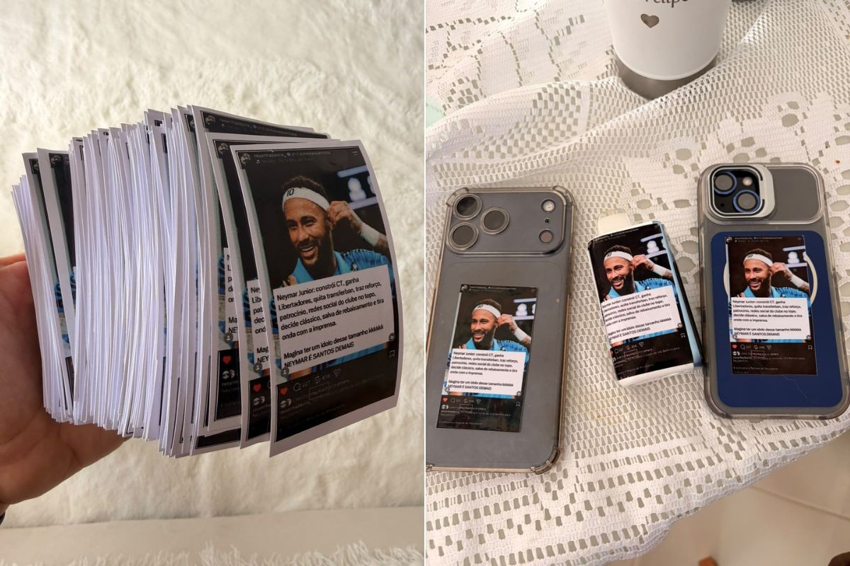 Torcedor do Santos recebe curtida de Neymar e espalha adesivos com print pelo litoral de SP: 'Emocionei'; VÍDEO
