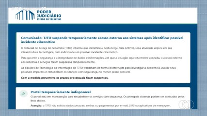 TJTO suspende acesso externo a sistema após suspeita de ataques cibernéticos