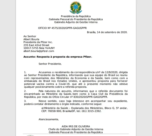 Ministério da Saúde levou mais de um mês para definir quem analisaria carta  da Pfizer - Jornal O Globo