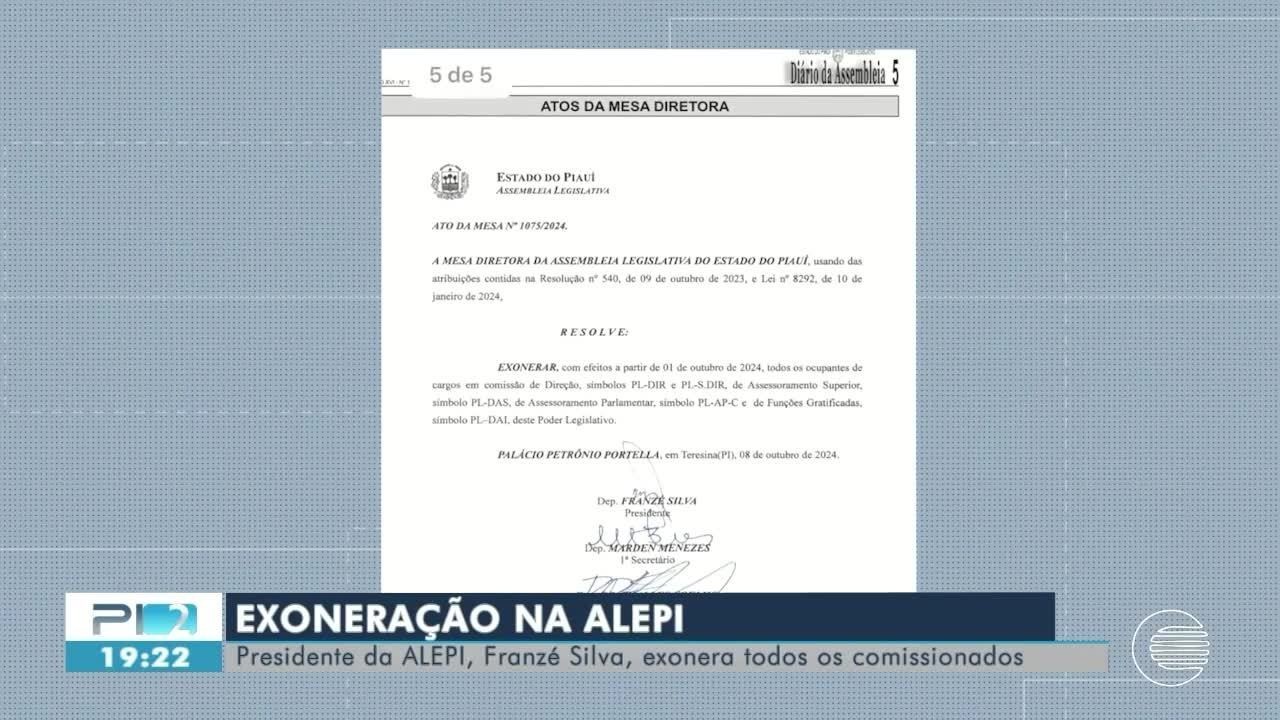 Assembleia Legislativa do Piauí exonera funcionários em cargos ...