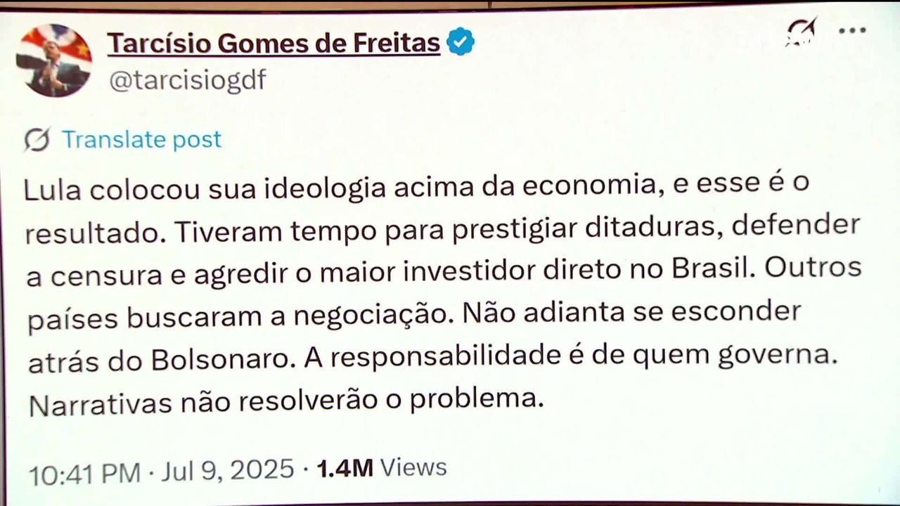 Haddad manda indireta a Tarcísio em discurso: 'A gente não celebrava ataque estrangeiro ao Brasil'