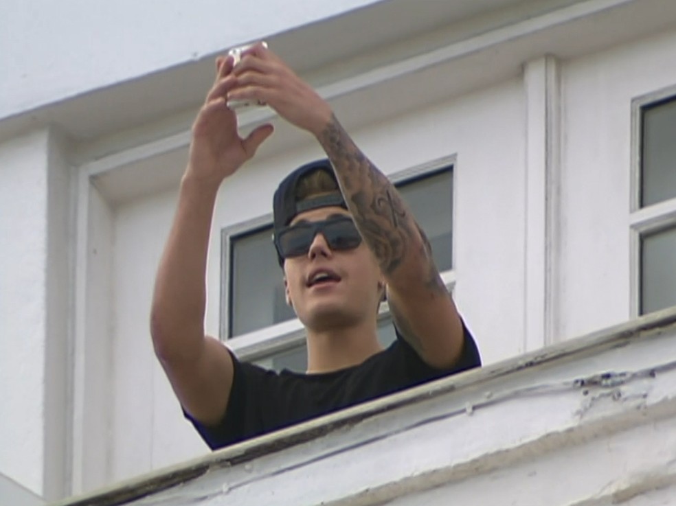 Justin Bieber no Copacabana Palace — Foto: Reprodução/ TV Globo