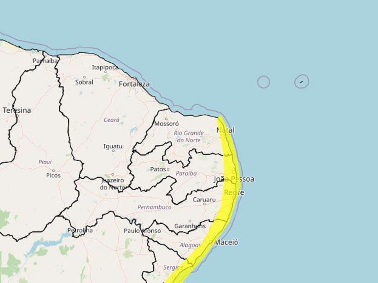 Inmet alerta para chuvas em Natal e mais 22 cidades do RN; veja lista