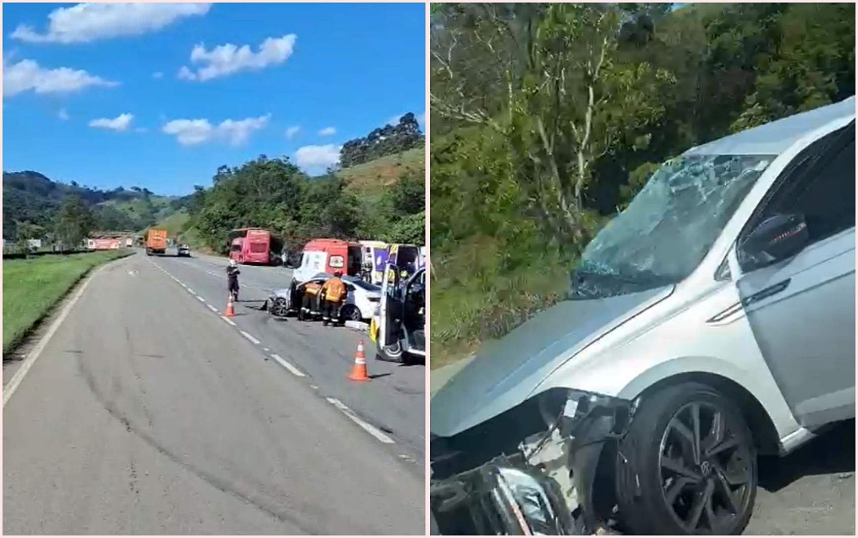 Colisão entre ônibus e carro deixa uma pessoa morta na Fernão Dias, no Sul de Minas