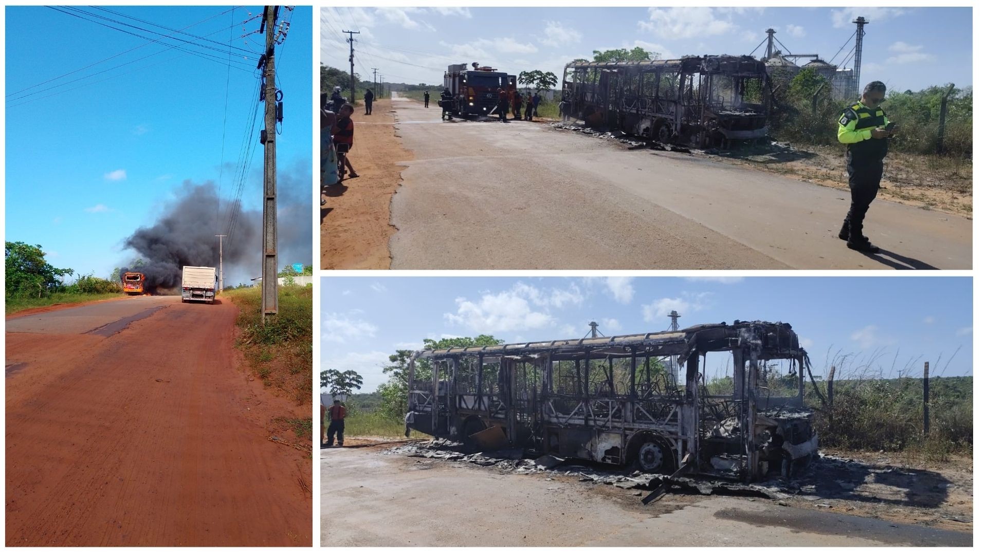 Criminosos encapuzados ateiam fogo em ônibus na zona rural de São Luís