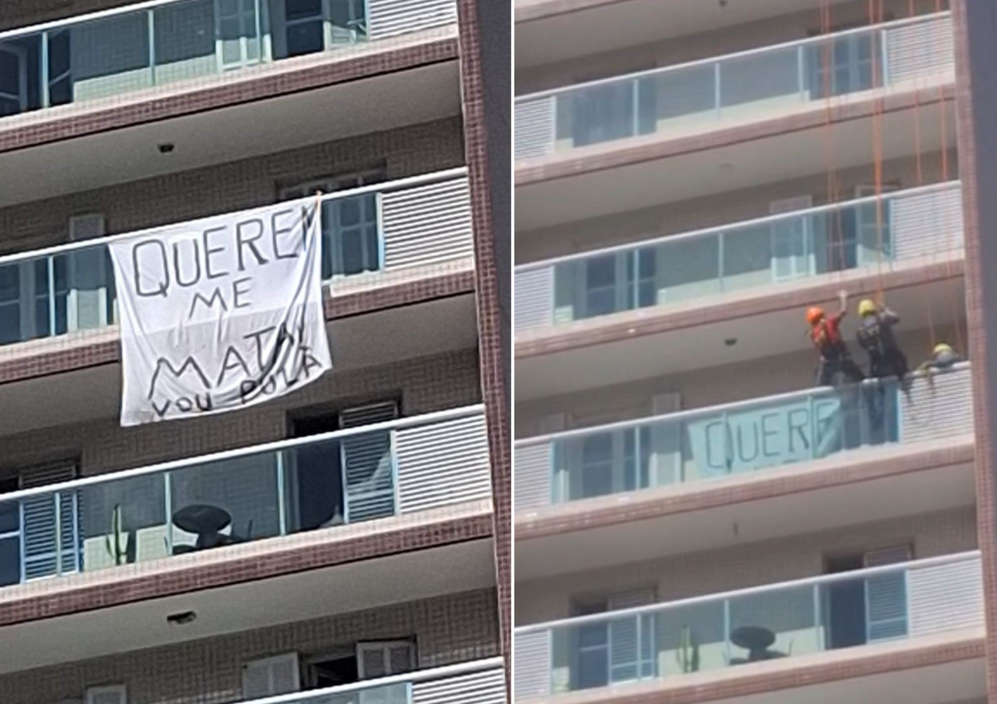 Homem pede socorro com pano na varanda e bombeiros entram de rapel em apartamento; VÍDEO