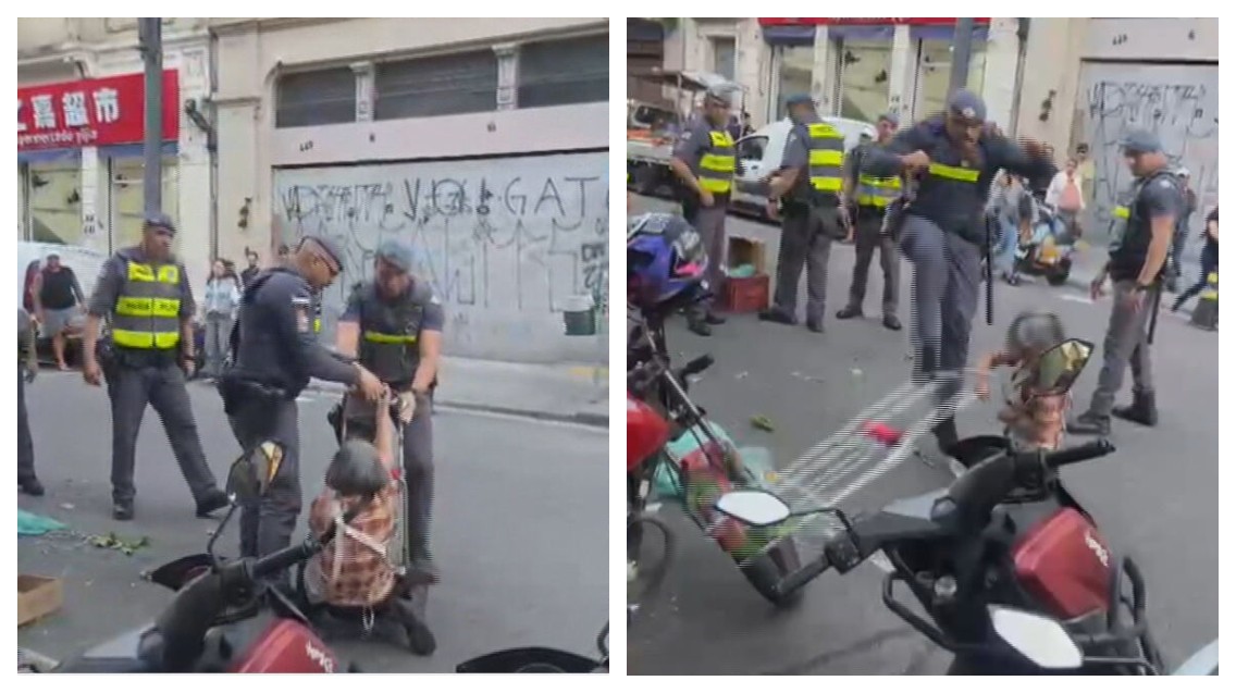 Vídeo mostra abordagem violenta da PM contra idosa chinesa no Centro de SP