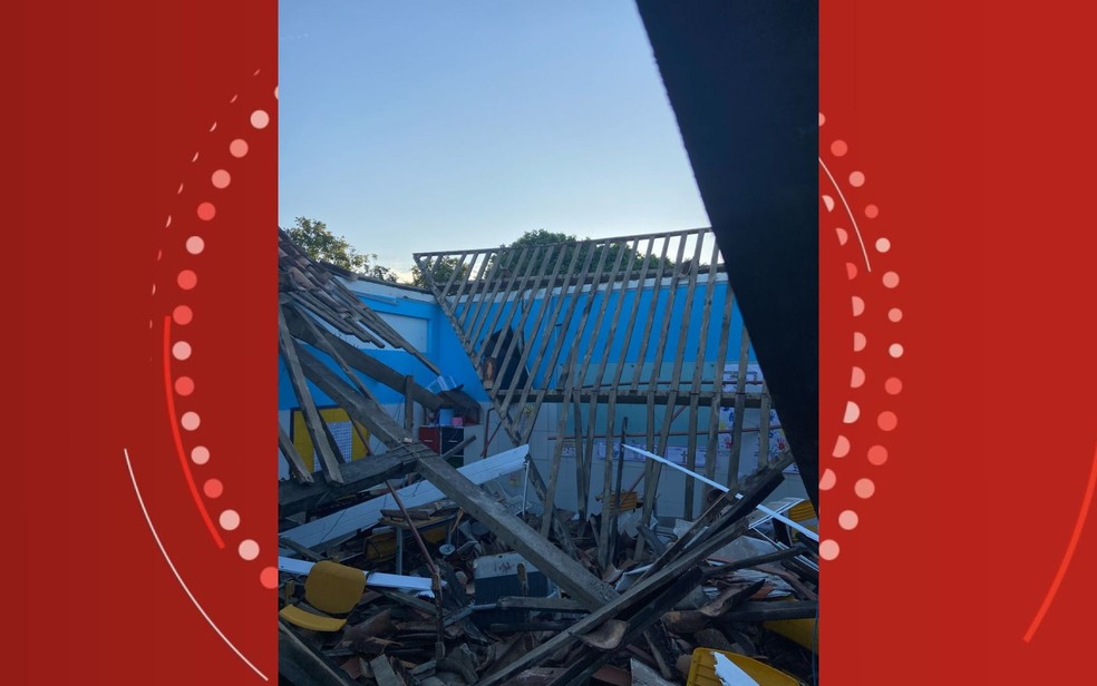 Teto de escola desaba e deixa feridos na Bahia — Foto: Blog do Valente