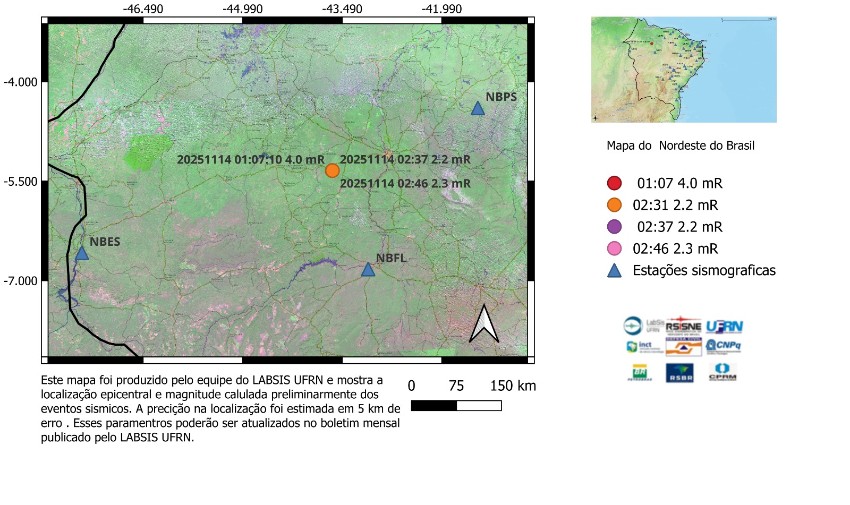 Tremor de terra de magnitude 4.0 é registrado em cidades do Maranhão