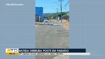 Casas ficam sem energia após batida em poste no Setor Marista, em Paraíso