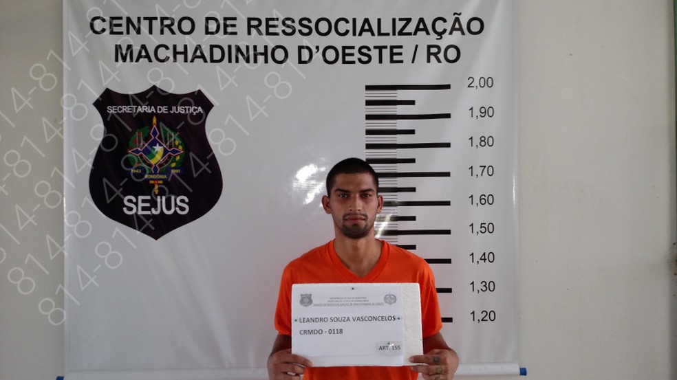 Leandro Souza Vasconcelos é procurado por fugir do presídio em Machadinho — Foto: Reprodução