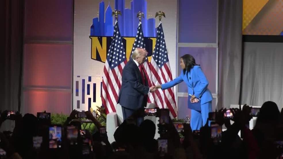 Donald Trump na convenção da Associação Nacional de Jornalistas Negros — Foto: Reuters