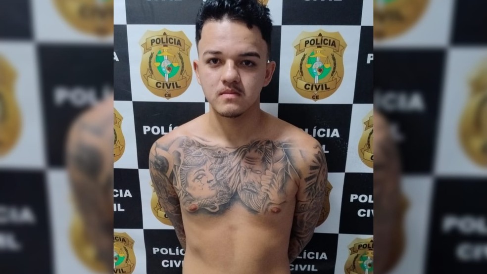 Lucas Flávio de Sousa Ferreira foi preso por suspeita de ordenar morte de subtenente da PM, em Fortaleza. — Foto: Reprodução