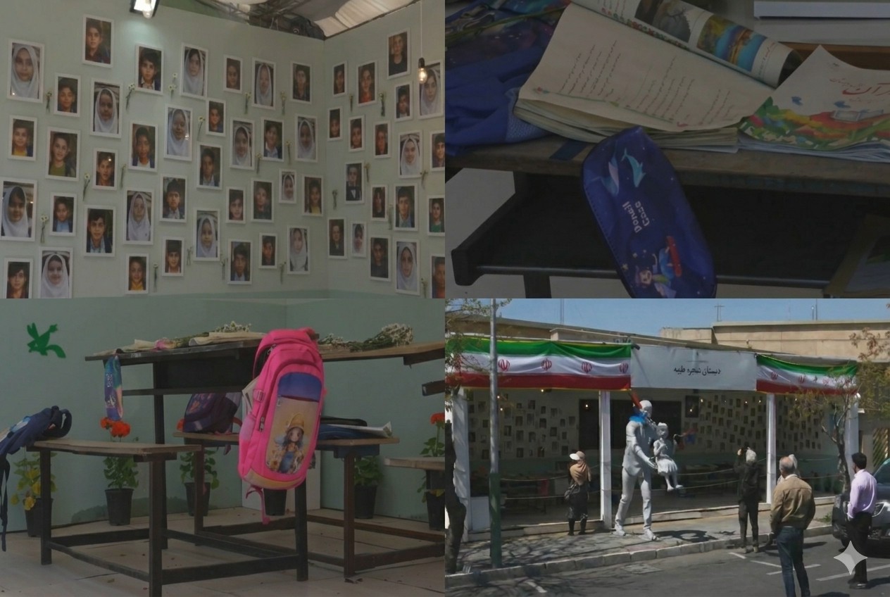 Mochilas, cadernos e mais objetos de crianças mortas em escola viram memorial no Irã, mostra Caco Barcellos