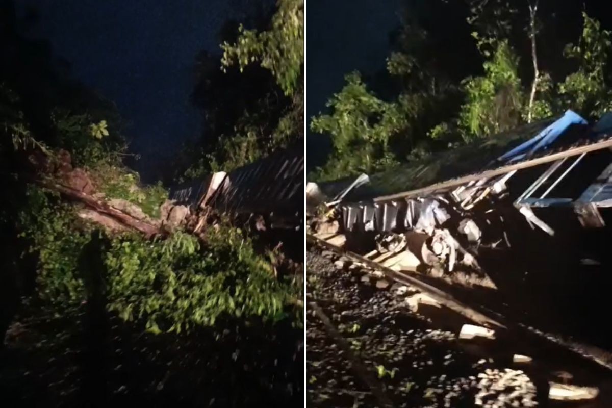 Trem descarrila e seis vagões tombam após queda de barreira no litoral de SP; VÍDEO