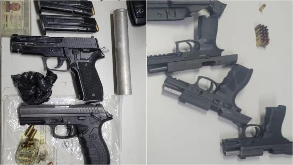 Polícia apreendeu 5 armas com PM suspeito de matar pai e filho no Eusébio. — Foto: Arquivo pessoal