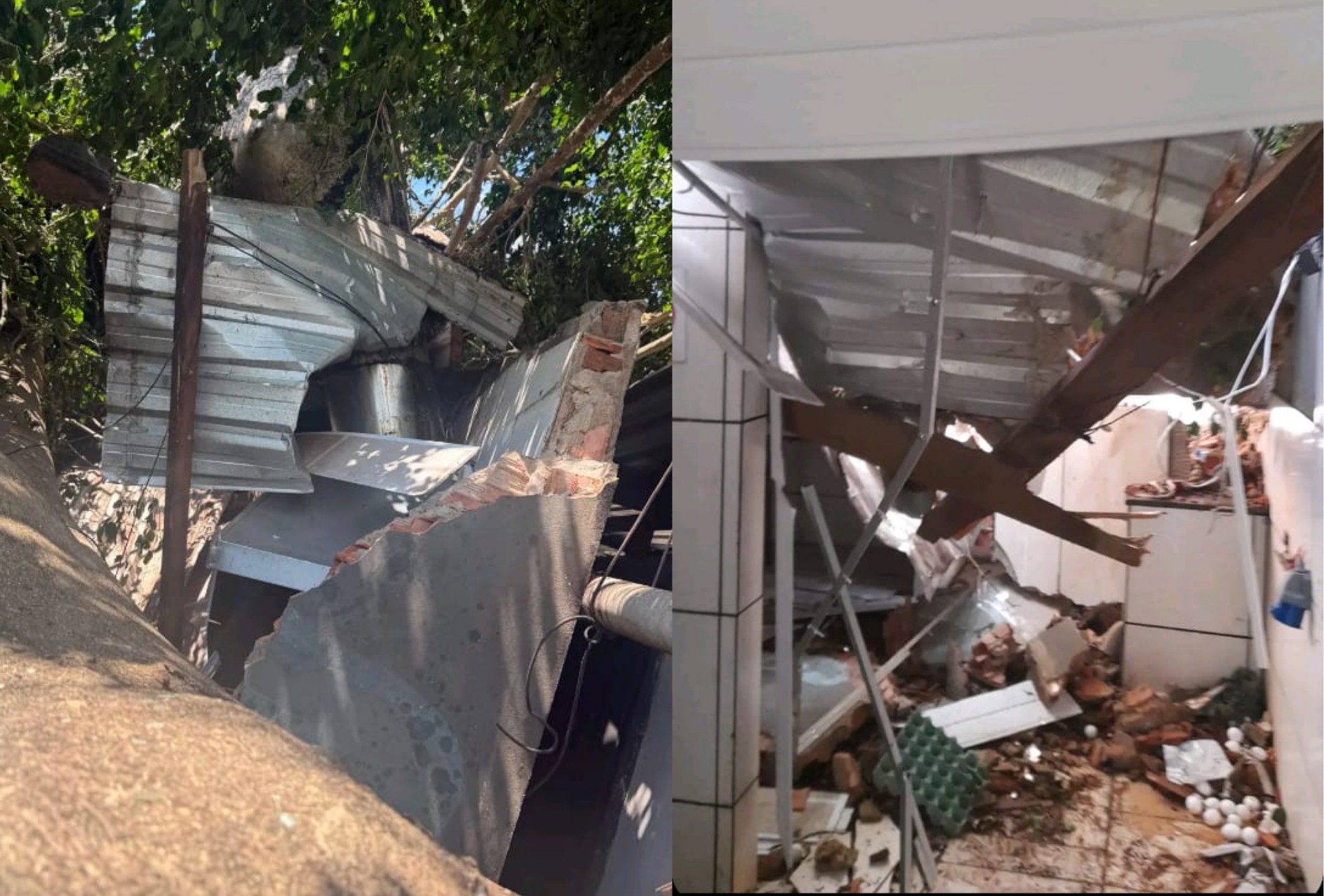 Família contabiliza prejuízo após lanchonete ser destruída por temporal em Campo Grande