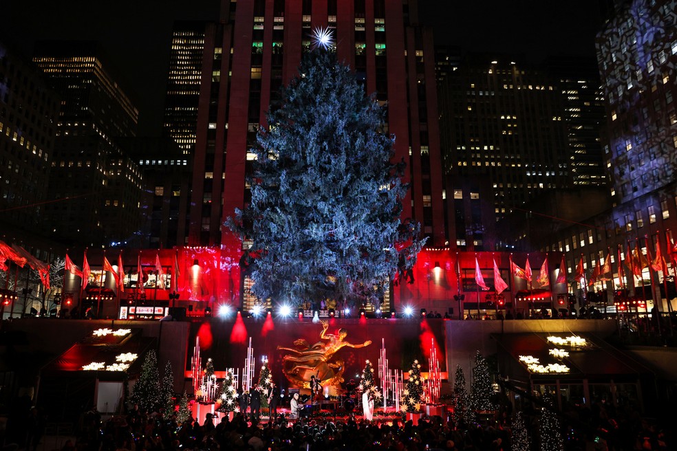 Árvore de Natal do Rockefeller Center, em Nova York, em imagem de 2022. — Foto: Julia Nikhinson/AP