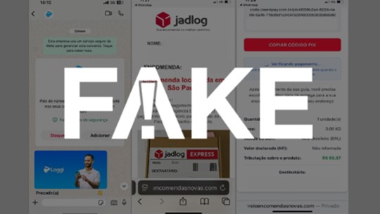 É #FAKE mensagem de WhatsApp que se passa por Loggi e Jadlog e cobra 'taxa' para liberar encomenda; trata-se de golpe - Mensagens imitam símbolos das empresas e sugerem links para sites que exigem pagamentos extras para entregar produtos. 