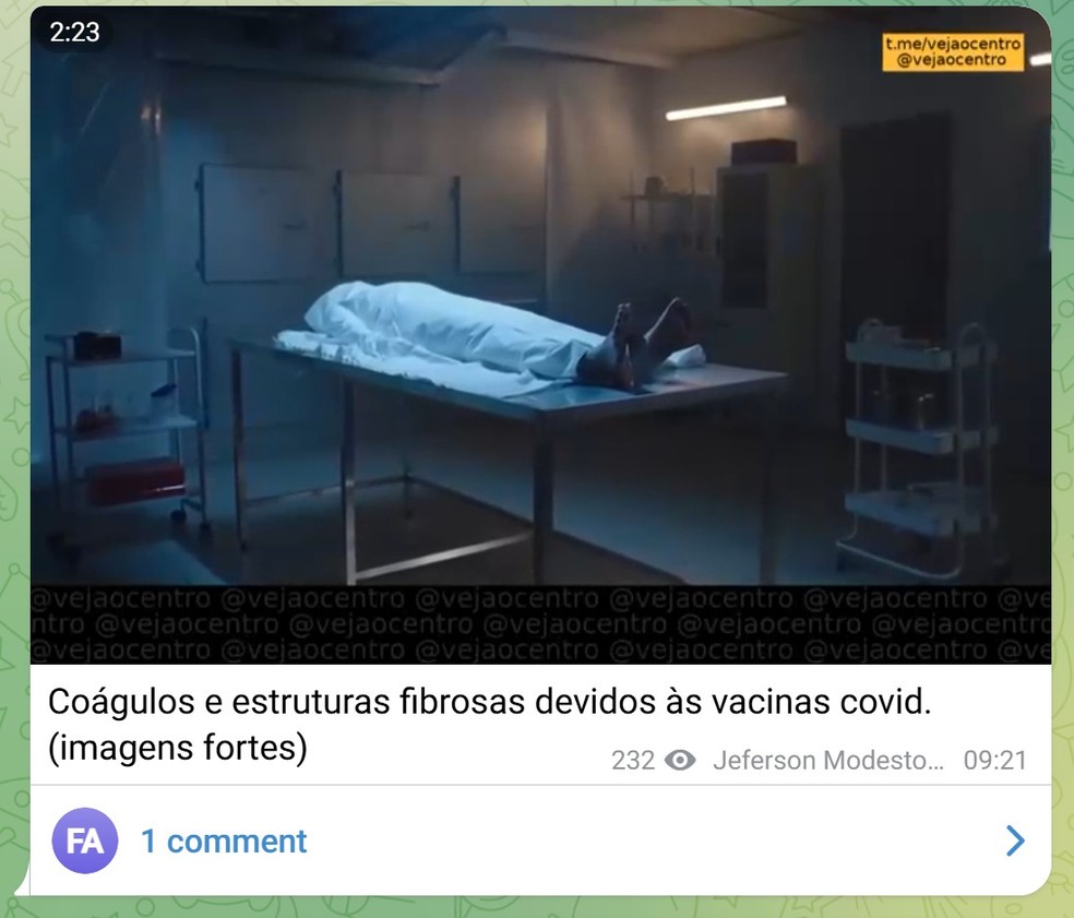 coagulo, vacina, telegram — Foto: Reprodução/Telegram