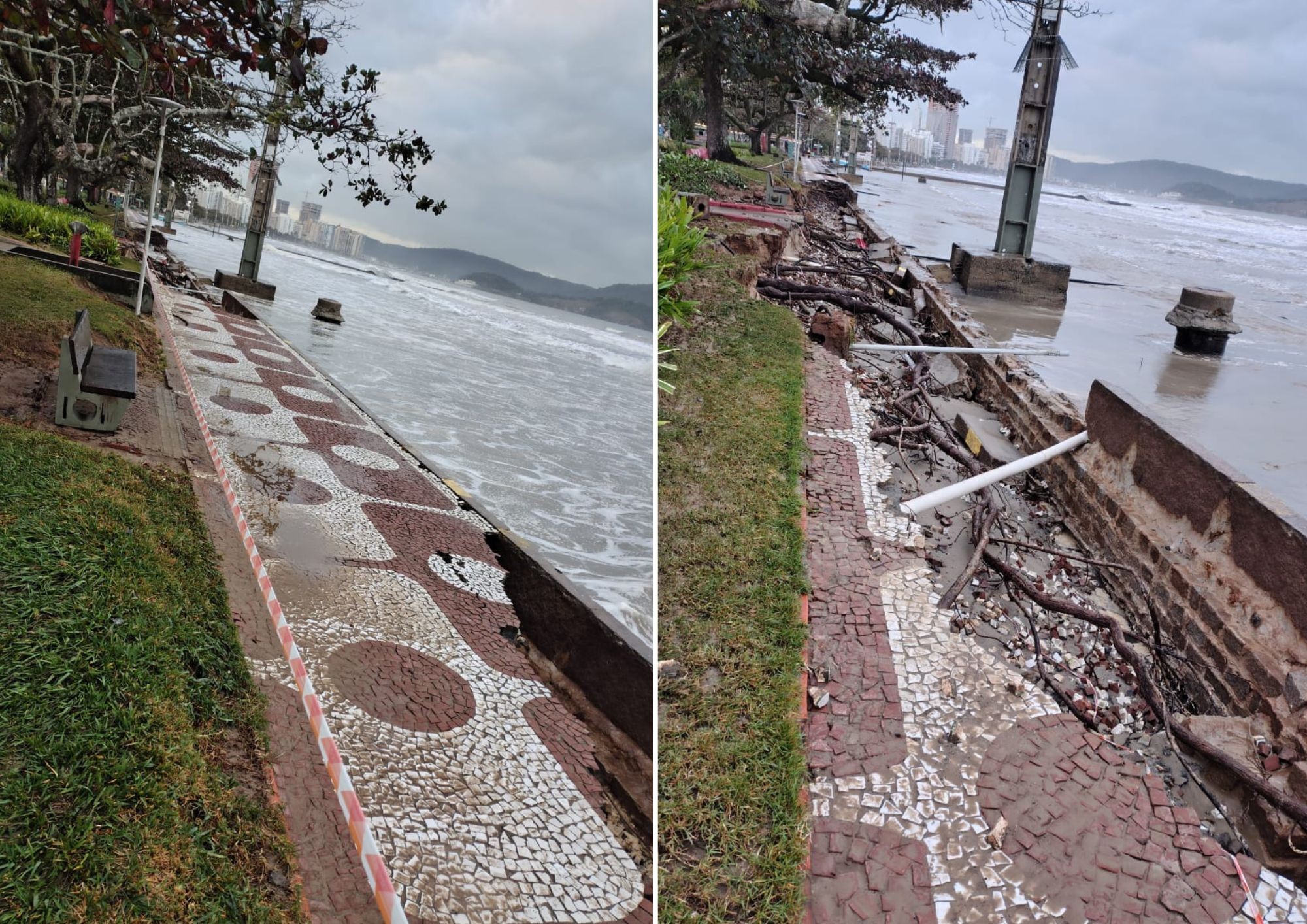 Ressaca abre crateras e destrói orla de Santos, SP; reconstrução pode levar um mês