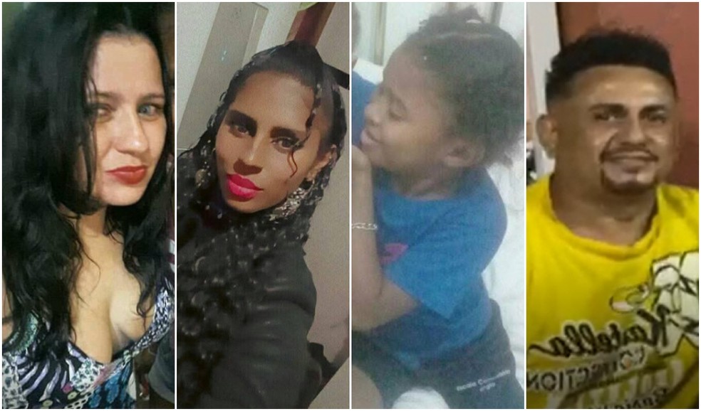 Viviana Aparecida Navarro, de 42 anos, Josiane Costa dos Santos, de 34 anos e Kethelyn Thainá Ribeiro de Jesus Santos, de 9 anos foram mortas a facadas em Santa Cruz das Palmeiras. O suspeito dos crimes é José Damasceno (à dir), que também morreu. — Foto: Redes sociais