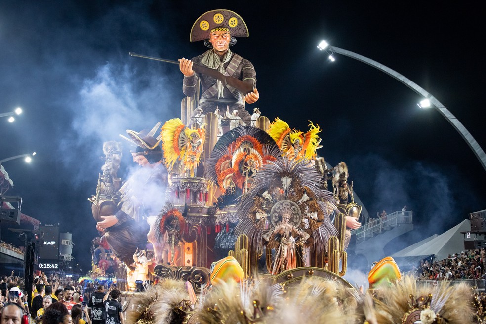 A escola de samba Pérola Negra é vice-campeã do Grupo de Acesso 1 do Carnaval de São Paulo de 2026. — Foto: RODILEI MORAIS/FOTOARENA/ESTADÃO CONTEÚDO