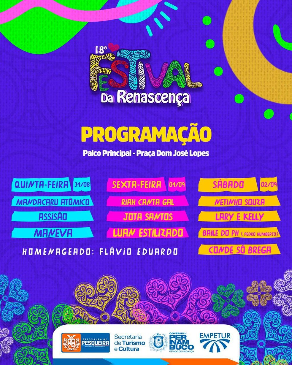 18º Festival da Renascença em Pesqueira, no Agreste de Pernambuco. — Foto: Divulgação
