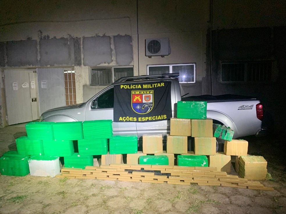 Mais de 750kg de maconha foram apreendidos em Pirapozinho (SP) — Foto: Polícia Militar