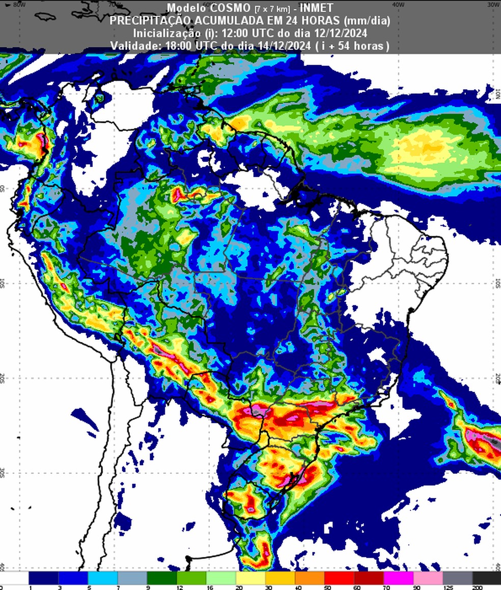Boa parte do país deve ter tempo instável nos próximos dias. — Foto: Inmet