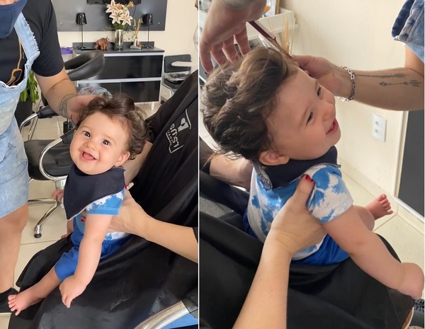 Beb d gargalhadas enquanto corta o cabelo e viraliza na web