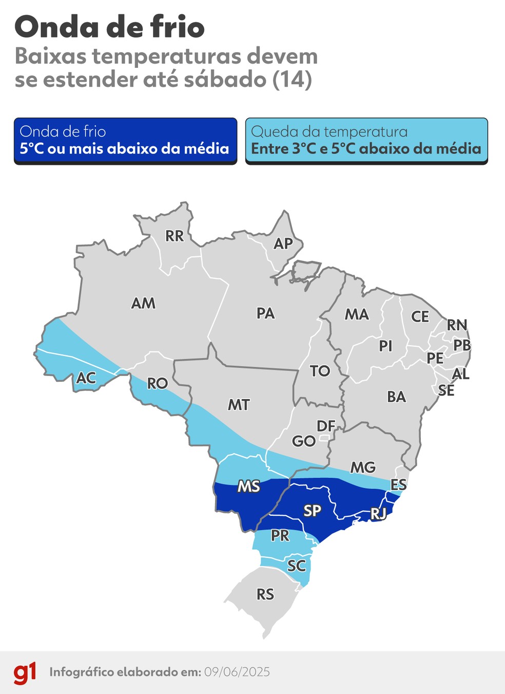 Onda de frio — Foto: Arte/g1