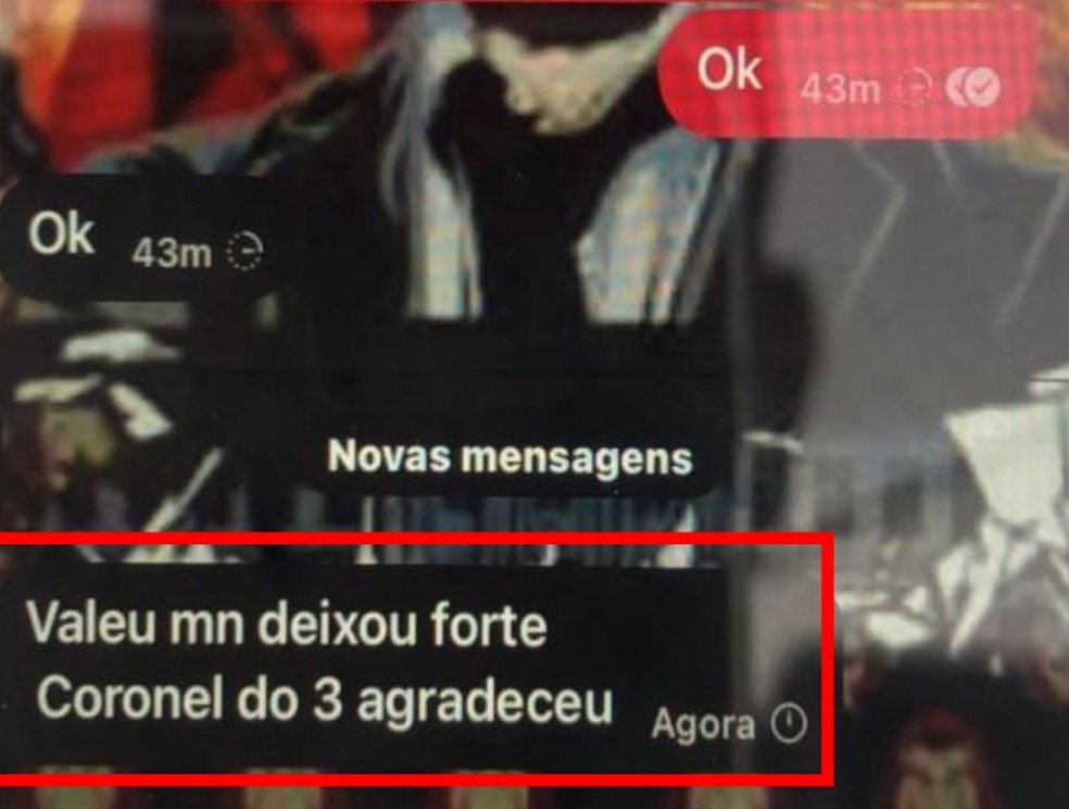 Contato de traficante Professor com PM envia mensagem ao criminoso sobre operação policial — Foto: Reprodução
